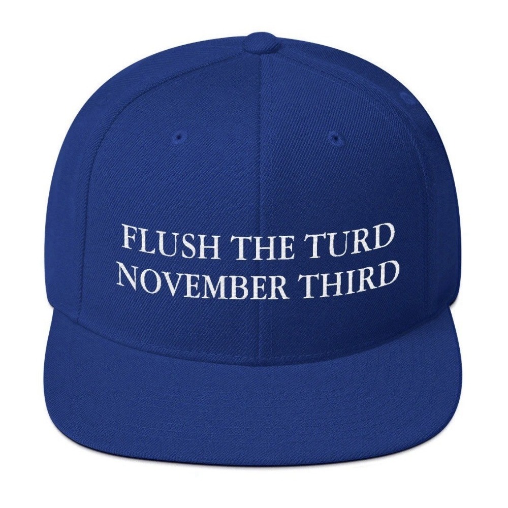 FLUSH THE TURD November Third Funny Anti-Trump 2020 Blue Ball Cap Adjustable Hat